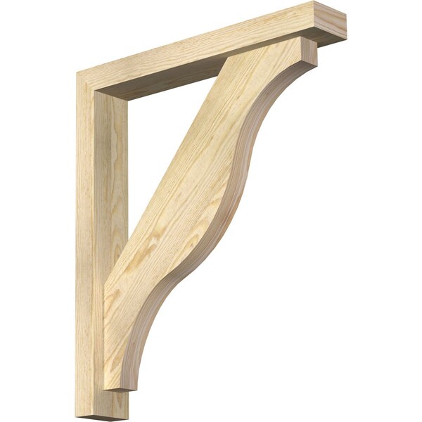 Ekena Millwork Funston Block Rough Sawn Bracket w/ Offset Brace, Douglas Fir, 4"W x 24"D x 28"H BKT0402X24X28FST05RDF - main